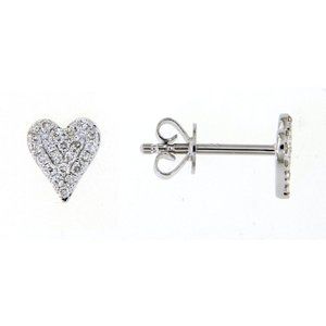 Cluster Diamond Heart Style Dainty Stud Earrings White Gold
